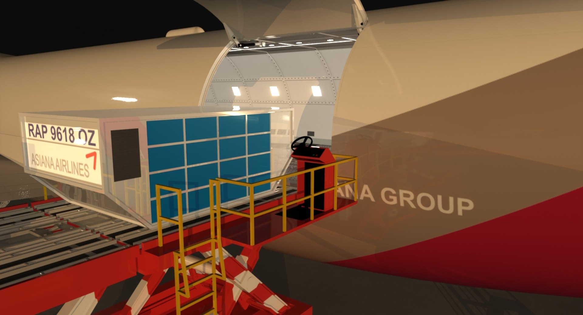 3d Scene Loading Operation Boeing 747-400