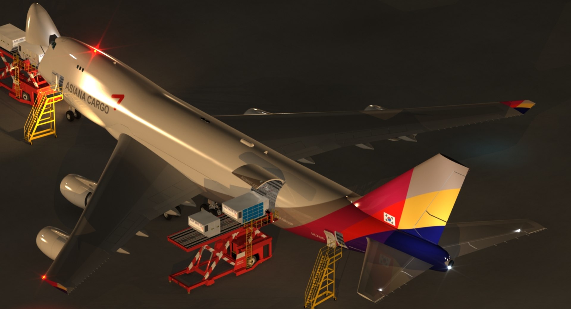 3d Scene Loading Operation Boeing 747-400
