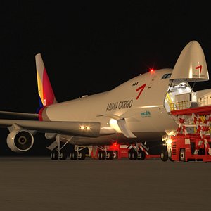3d scene loading operation boeing 747-400