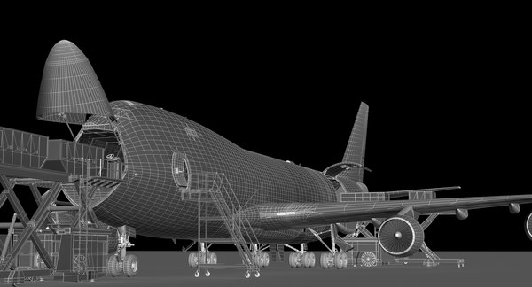3d scene loading operation boeing 747-400