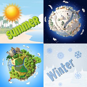 Collection 3D Cartoon Planets