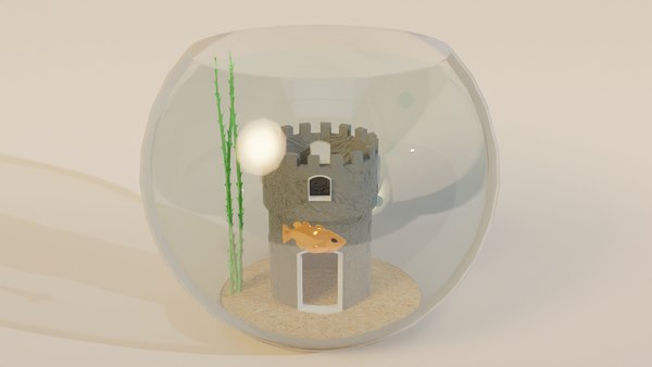 modelo 3d Fish bowl with castle - TurboSquid 2010343