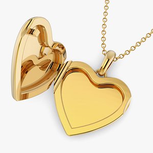 3D Heart Locket Pendant Necklace model