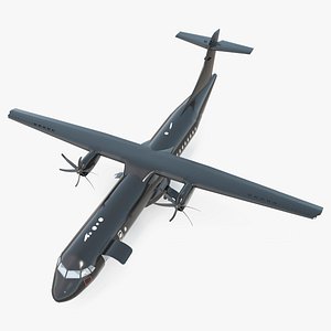 Maritime Patrol Aircraft with Twin Turboprops Black Rigged for Maya 3D