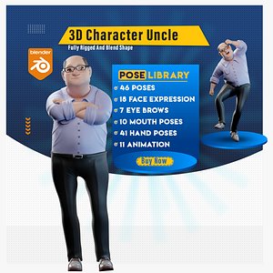 Pixar-Style Uncle character rigged