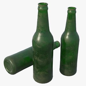3D glass bottle green model