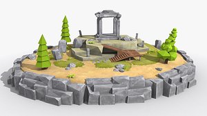 3D Island cartoon x1 Low-poly 3D model
