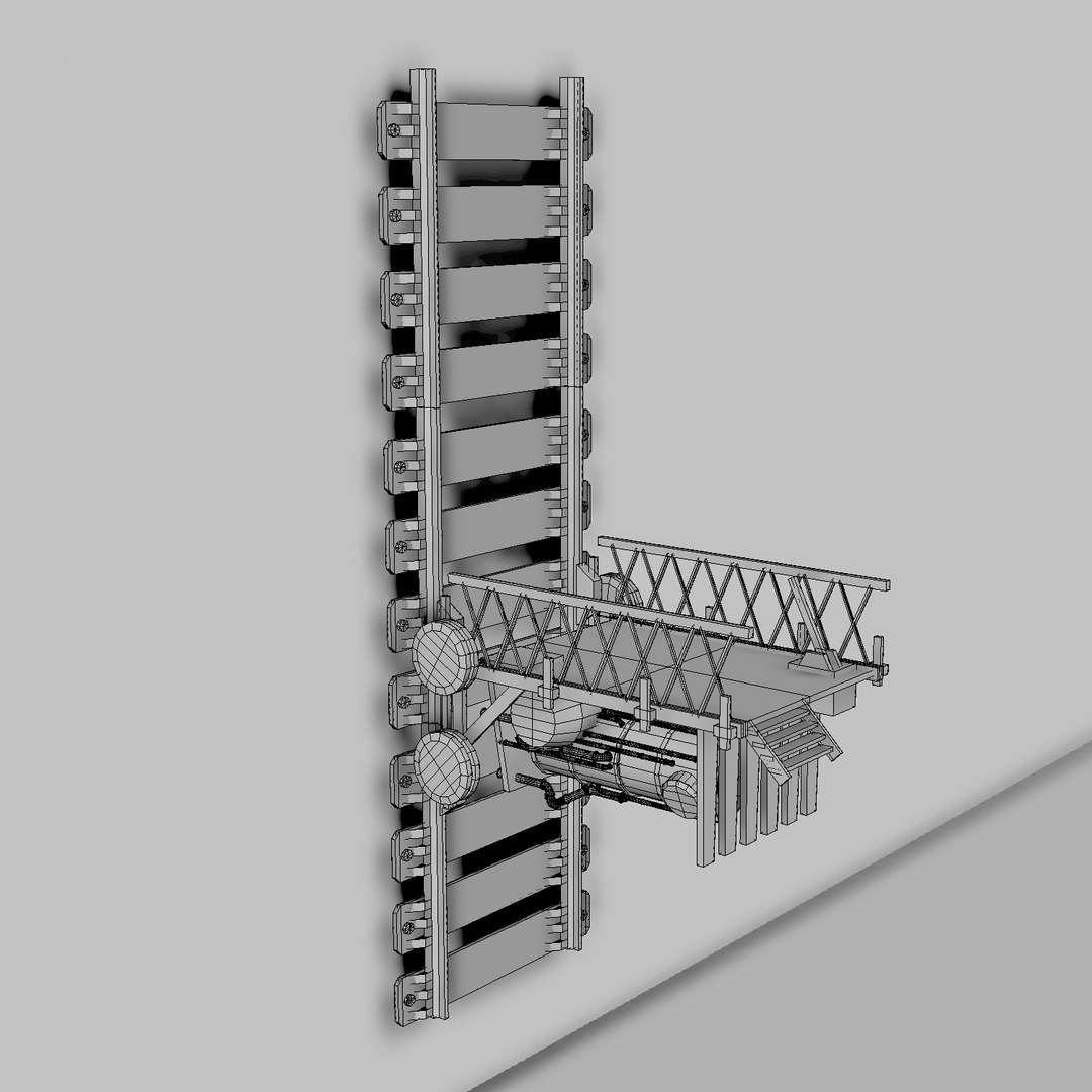 vertical rail elevator 3d obj