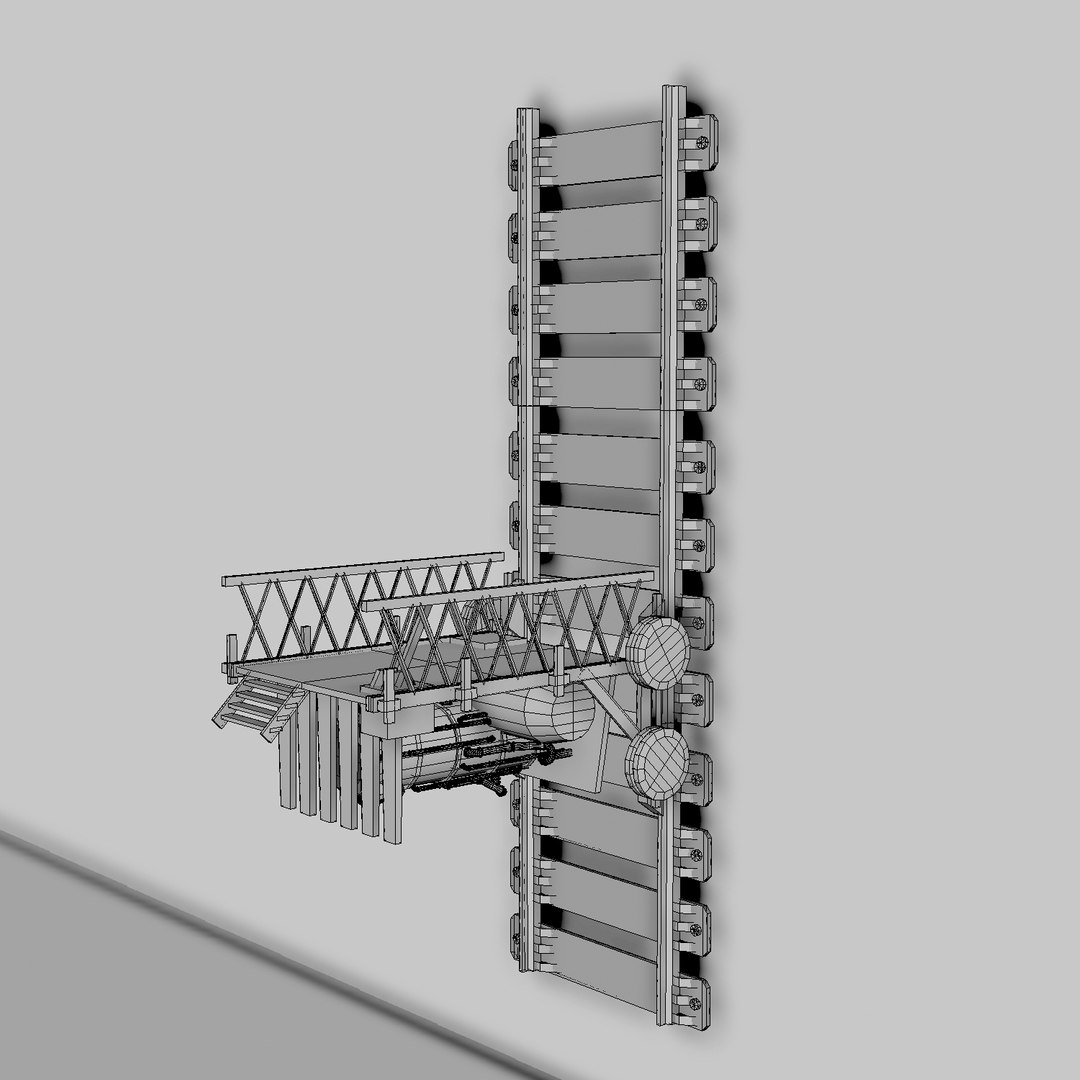 vertical rail elevator 3d obj