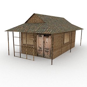 Old Woven Bamboo House 3D