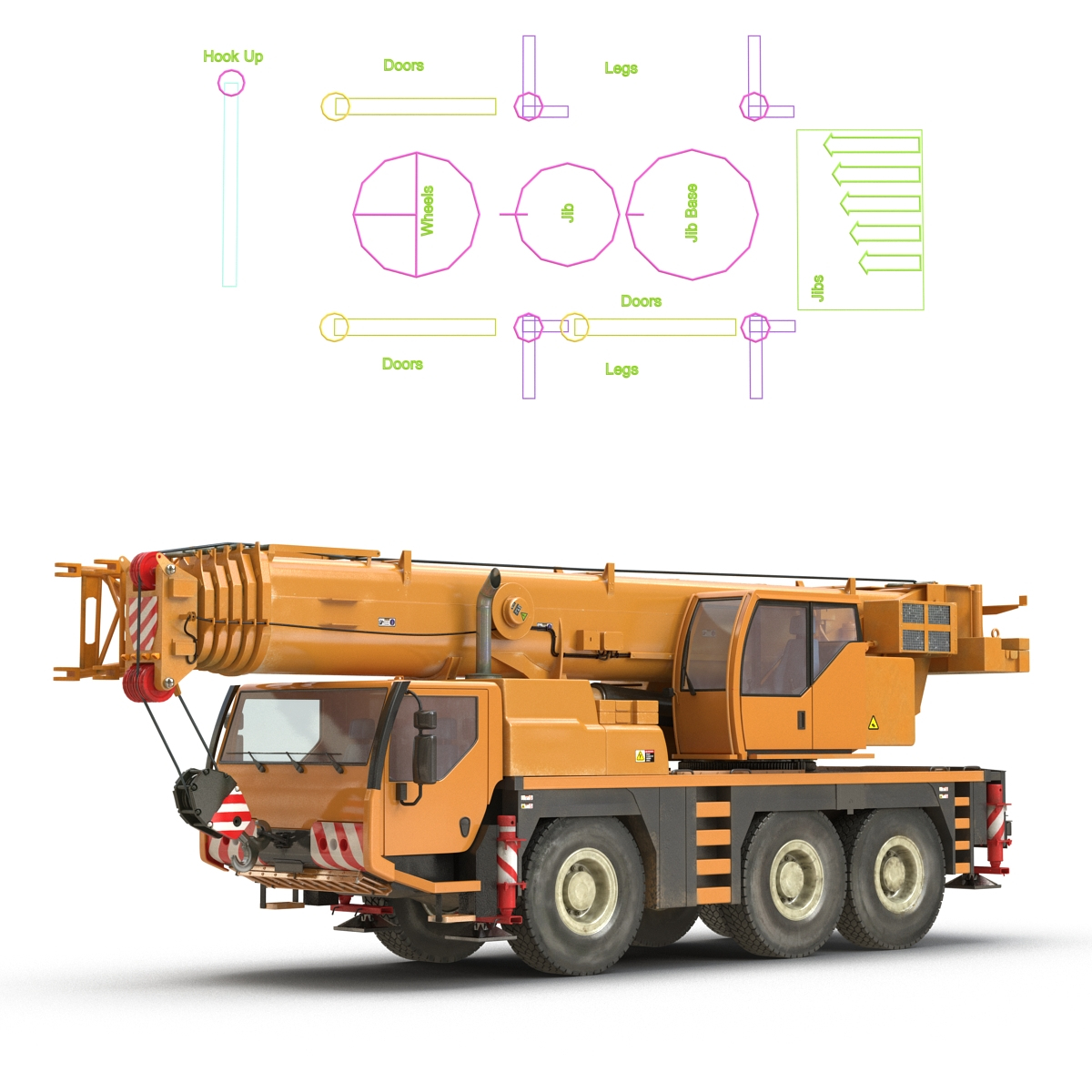 compact mobile crane rigged 3d max