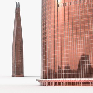 Red Glazed Supertall Skyscraper 3D model