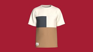 Men 3 Ton Color Block T -shirt 3D model