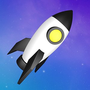 3D Cartoon Space Rocket model