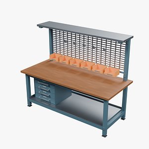 3D Workshop Workstation with Drawer Cabinet and Parts Bins - 250 cm