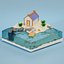 3D Island house on the beach model