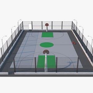 3D Outdoor Basketball Court 3 model