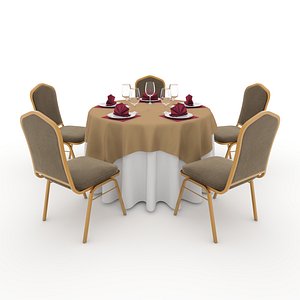 3D Banquet Table and Chair 02 model