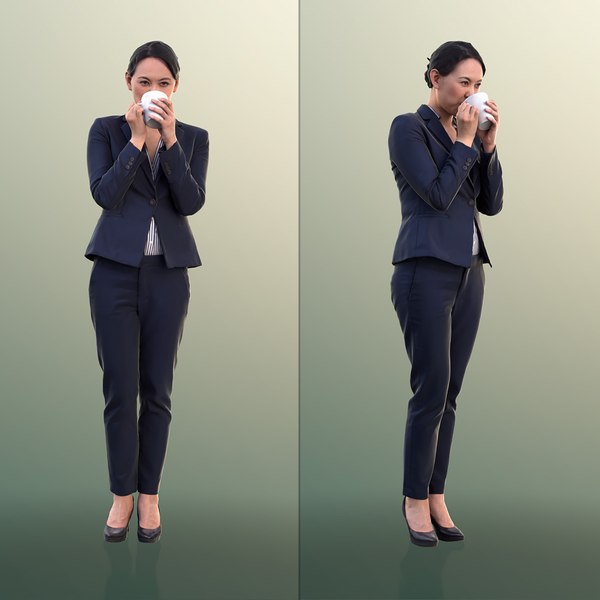 10553 Bao - Business Woman Drinking Coffee 3D model