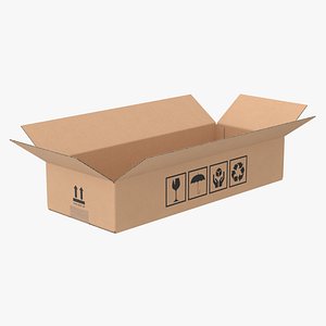 3D Cardboard Box 50x20x10 Half Open