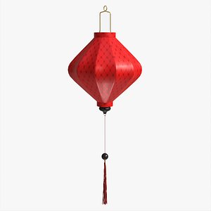 Oriental Traditional Hanging Silk Lantern 01 3D