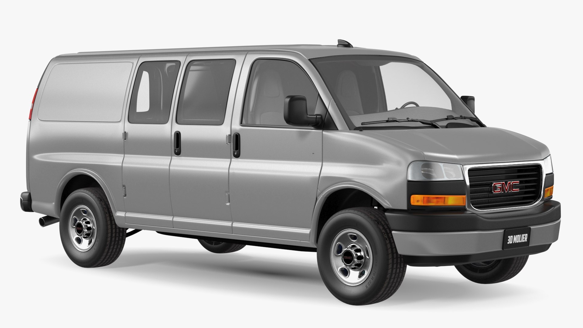 GMC Savana Van Grey Rigged 3D model preview
