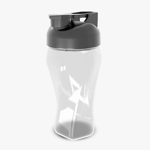 Protein Shaker Bottle  with Black Lid- Tumbler -  Ready to Render in Blender