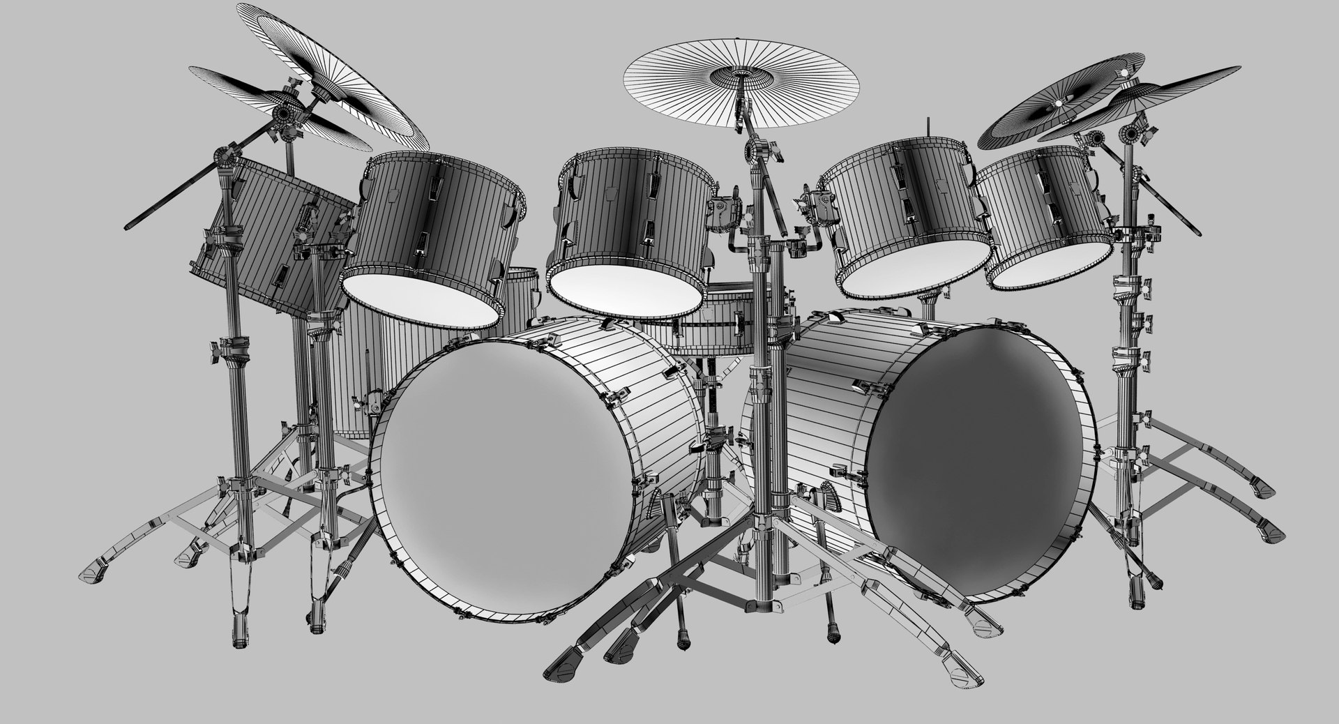 Ludwig Classic Maple Drum Kit 3d Model