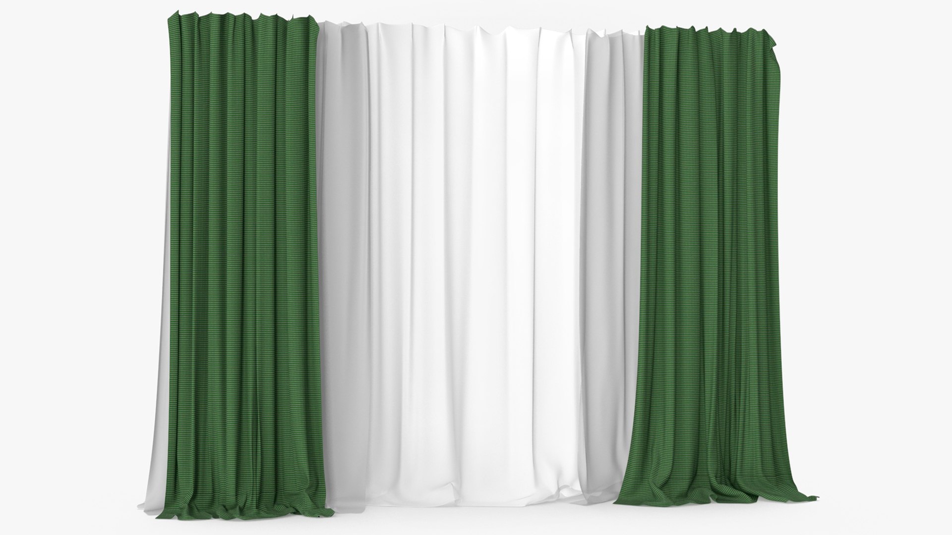 Elegant Curtains Green 3D model preview