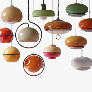 Vintage pendant lamp collection 3D model