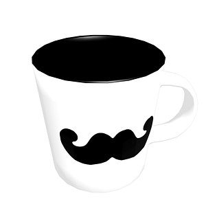 3d model coffe cup mustache