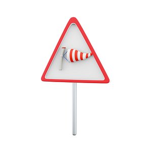 3D 3d Sudden side cross winds likely ahead road sign model