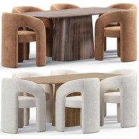 Prato ogogo chair and Eettafel Santiago Woodvineer table