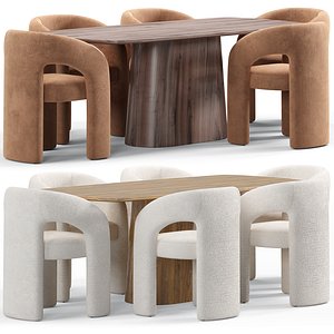 Prato ogogo chair and Eettafel Santiago Woodvineer table