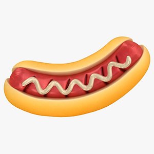 3D cartoon grill hot dog