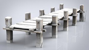 wooden pier winter 3D model
