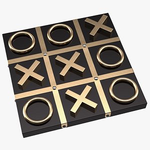 Black and Gold Tic Tac Toe Set 3D model