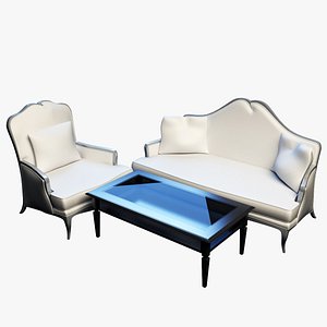 classic sofa armchair table obj
