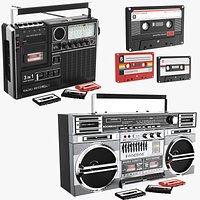 Detailed Two Boombox Cassette Players