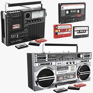 Detailed Two Boombox Cassette Players