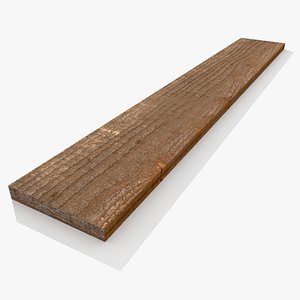 pbr old wooden plank 3D model