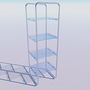 3d glass chrome shelving unit