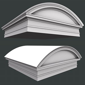 Roman round Tuscan Pediment and Architrave low high poly