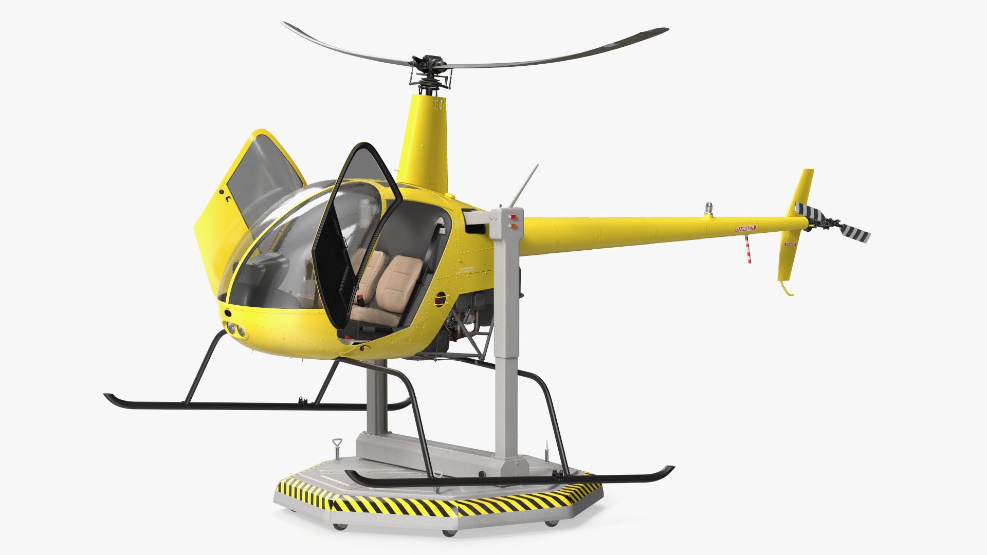 Helicopter Simulator Yellow Rigged for Cinema 4D 3D model preview