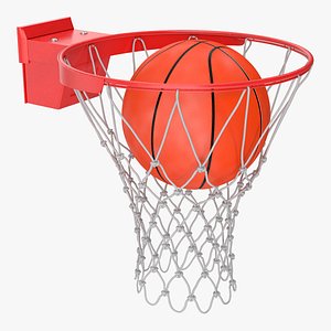 Animated Basketball Falls Through Hoop