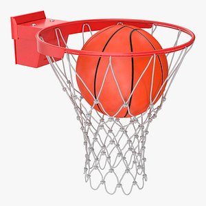 Animated Basketball Falls Through Hoop