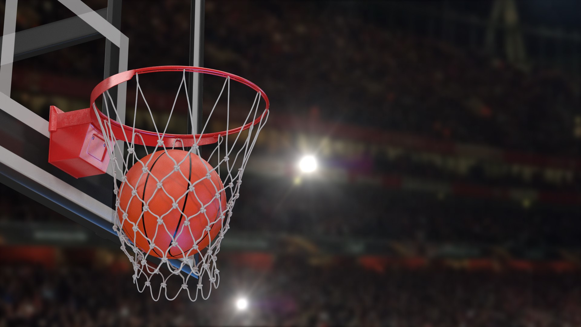 Animated Basketball Falls Through Hoop 3D model preview