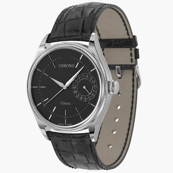 Chrono Classic Watch 1 Black Dial Closed 3D model