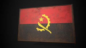 Old Picture Frame With Angola Flag - Game Ready Low Poly PBR