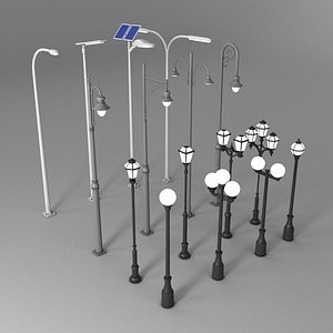 16 street lights 3D